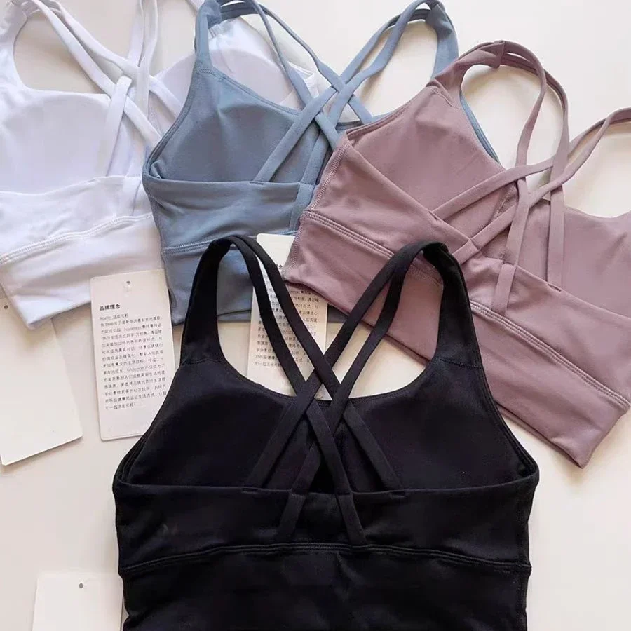 

Women Energy Longline Bra Sexy Padded Criss Cross Back Fitness Running Tops Sweat-wicking Medium Support Workout Yoga Bras Logo
