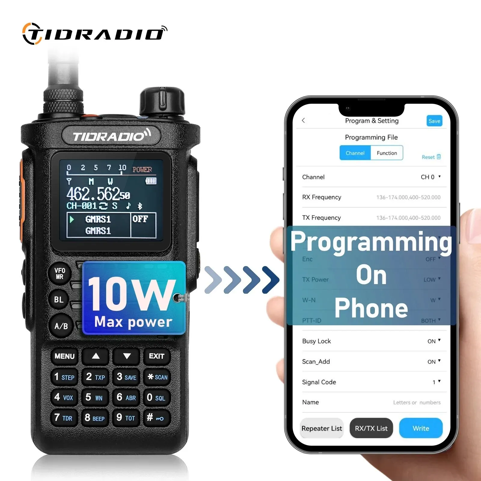 TIDRADIO TD H8 10W Wysokiej mocy Walkie Talkie Dalekiego zasięgu Przenośne dwukierunkowe połączenie radiowe Aplikacja na telefon Programowanie bezprzewodowe HAM GMRS