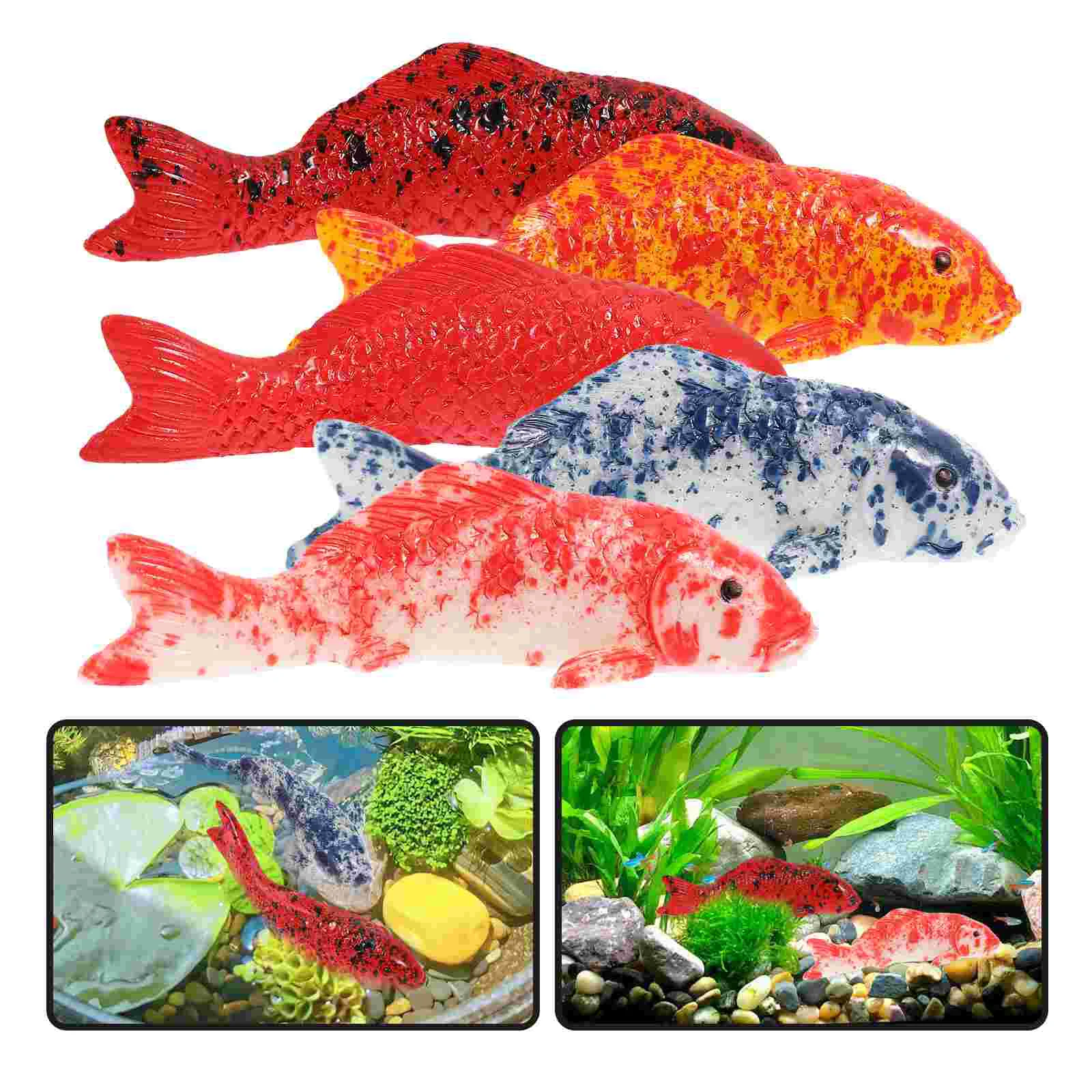 5 Pcs Koi Decorations Household Fish Tank Floating Toy Figure Lovely Goldfish Compact Small Fake Supplies Model