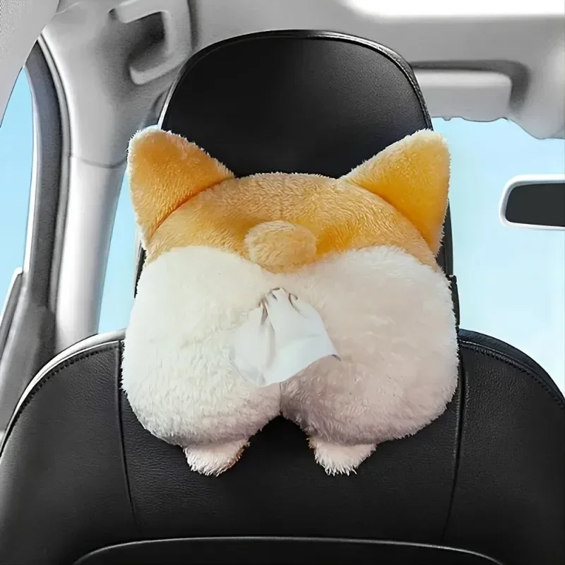 1Pc Cute Corgi Car Tissue Box Soft Cartoon Paper Napkin Case Cute Animals Car Paper Boxes Lovely Napkin Holder for Car Seat