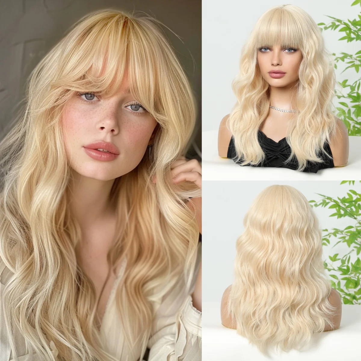 HAIRCUBE Krótki Bob Faliste Blond Peruki dla Czarnych Kobiet Głęboko Kręcone Syntetyczne Peruki z Grzywką Włókno Żaroodporne Christmas Party