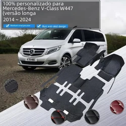Car Floor Mats For Mercedes-Benz V-Class Vito Viano W447 2014~2024 7seat Leather Mat Tapete Automotivo Para Car Accessories