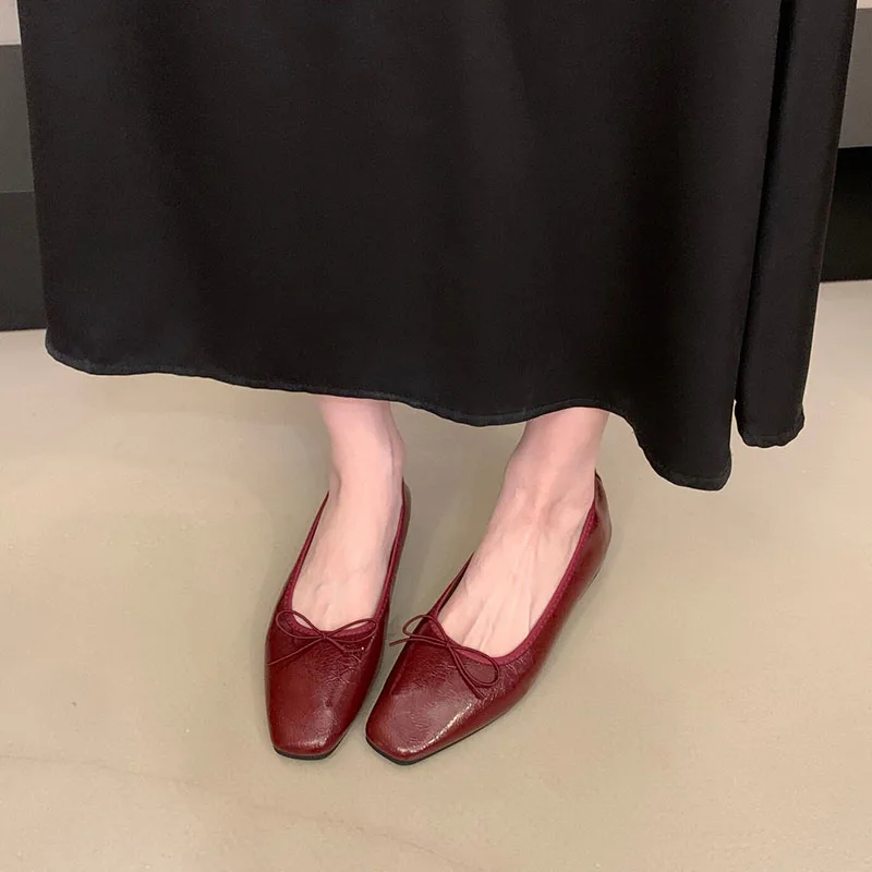 Frühling Herbst Neue Damen-Ballettschuhe mit Erhöhter Sohle, Modische Schmetterlingsknoten-Schuhe für Damen, Flache Slip-On-Schuhe – Detail 3