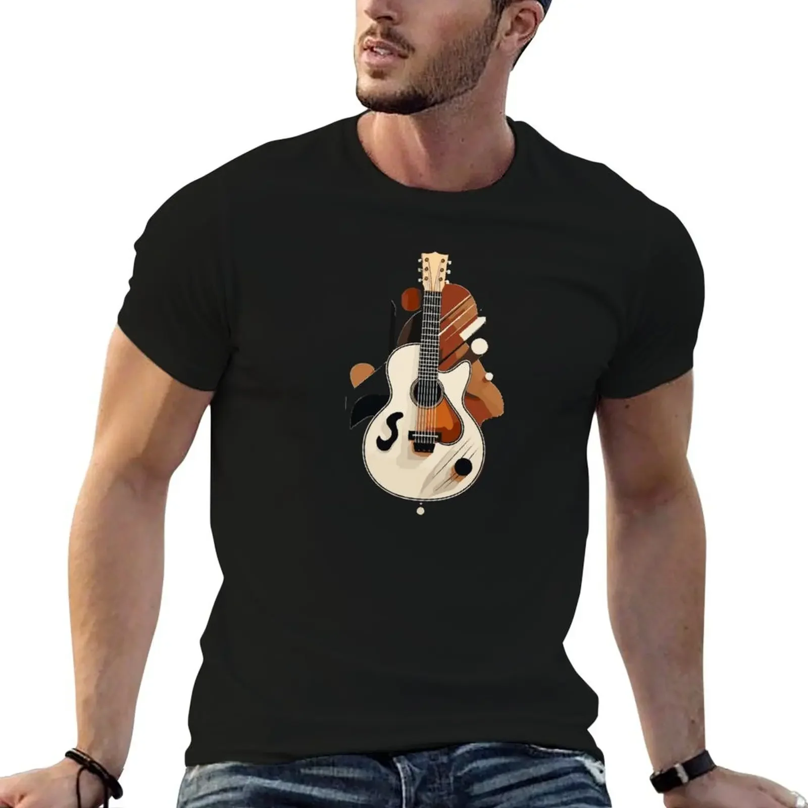 

Geometric Guitar – Minimalist Musical Instrument Design T-Shirt korean fashion oversized mens t shirt