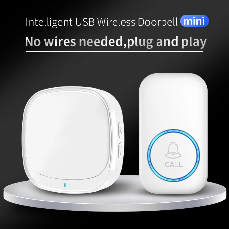 CACAZI Waterproof DC Battery-Operated Wireless Doorbell A90 Intelligent 150M Remote 60 Chimes Cordless Home Outdoor Call Bell