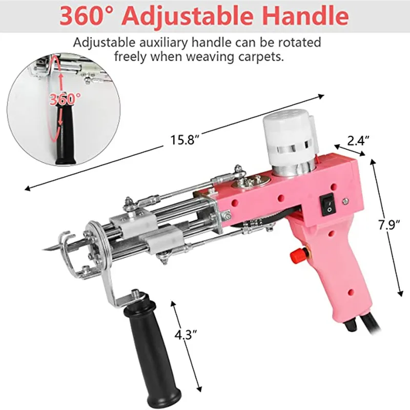 Tufting Gun 2 in 1 Cut Pile Loop Pile Rug Gun Machine Starter Kit Rug Tufting Kit Electric Tufting Gun Carpet Weaving Machine