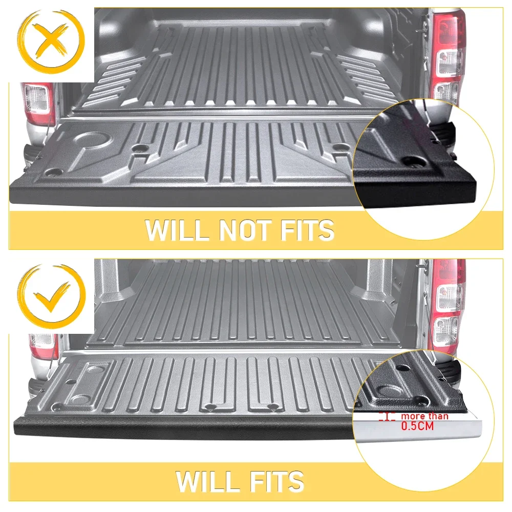 a través de la cubierta de la puerta trasera, protector de riel embellecedor para Toyota hilux revo 2015-2023, tira protectora trasera de coche