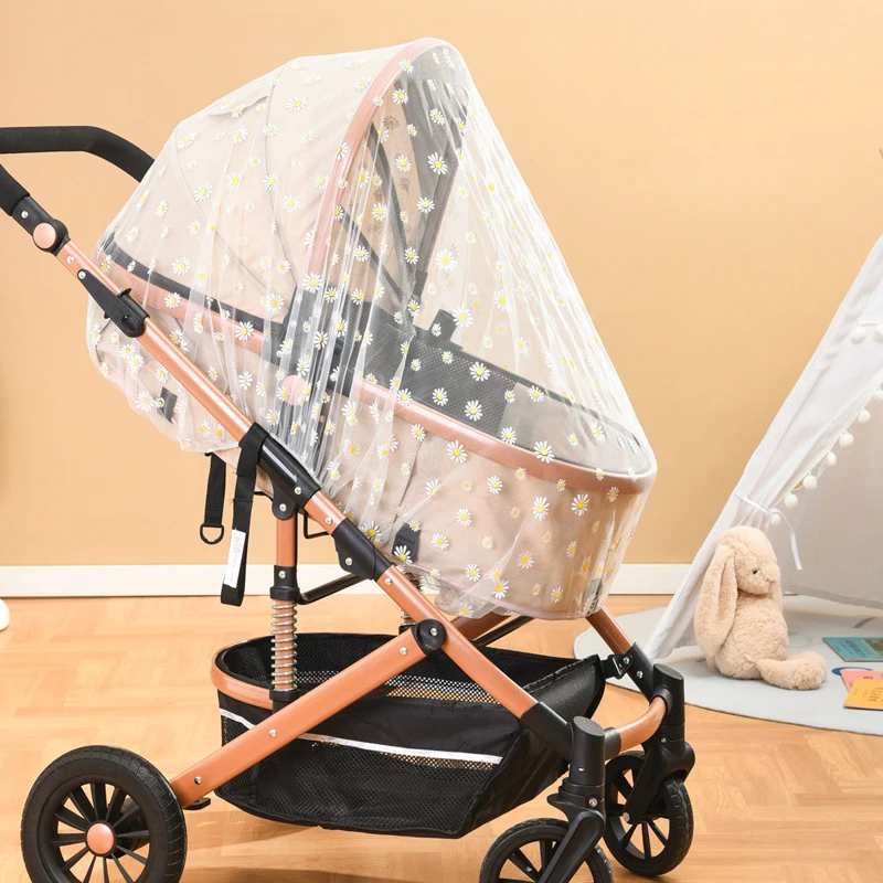 Summer Baby Stroller Mosquito Net Mesh Printing Pram Mosquito Curtain Ventilate Infant Protection Stroller Pushchair Accessories