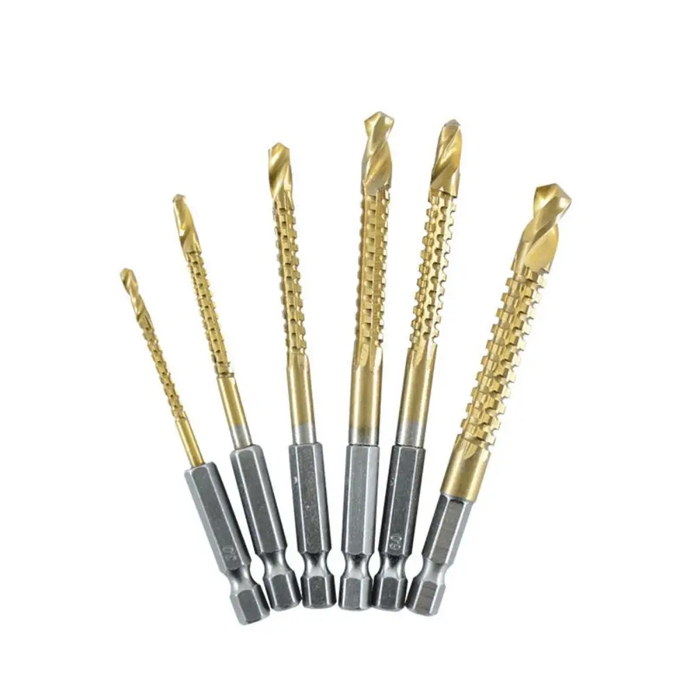 M3/M4/M5/M6/M6.5/M8 Hexagonal Shank Serrated Drill Bit Woodworking Open Hole Twist Drills Cutting Drilling Slotting Tools