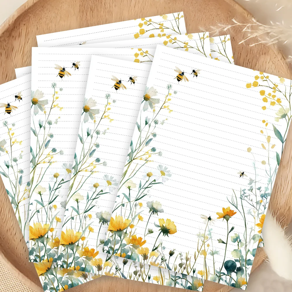 30 Sheets Of B5 Spring Wildflower-themed Writing Paper, Lined, Non-adhesive, Very Suitable For Notebooks, Memos, And Stickers