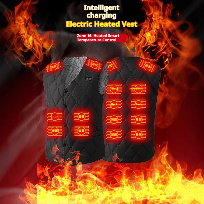 

2025 New Smart Heating Vest Winter Warm USB DC Electric Heating Constant Temperature Unisex Sixteen Zone Motorcycle Rider Vest