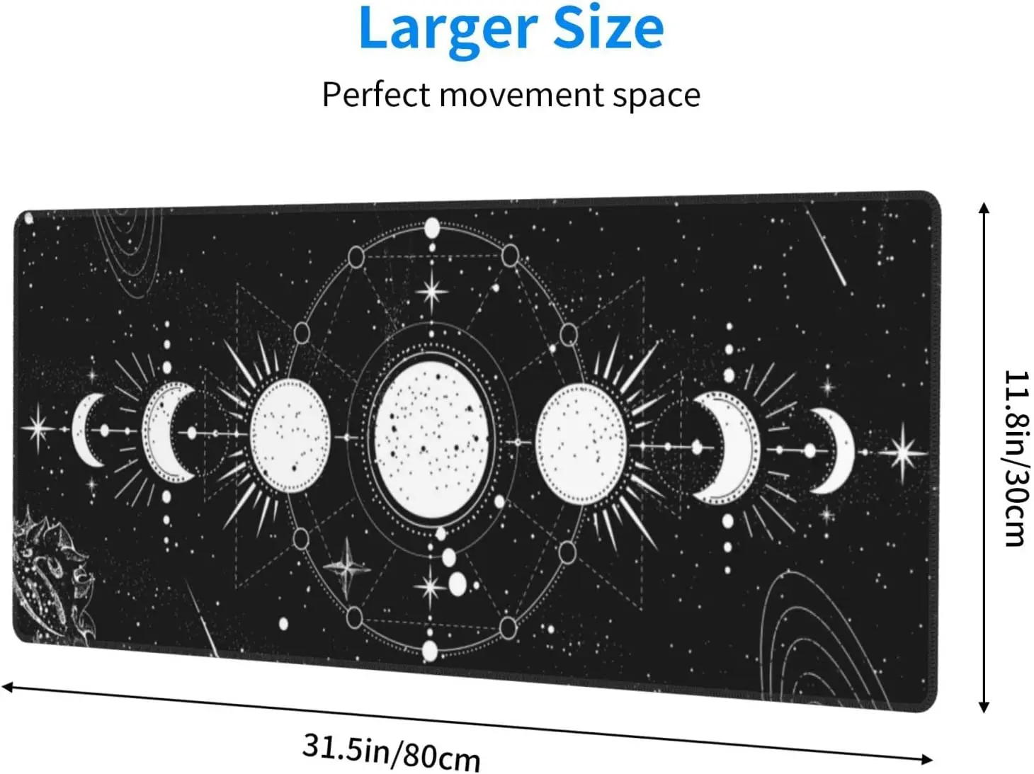 Dreamcatcher Moon Gaming Mouse Pad XL Large Non Slip Rubber Mousepad Stitched Edges Desk Pad Long Extended Mice Pad 31.5X11.8 In