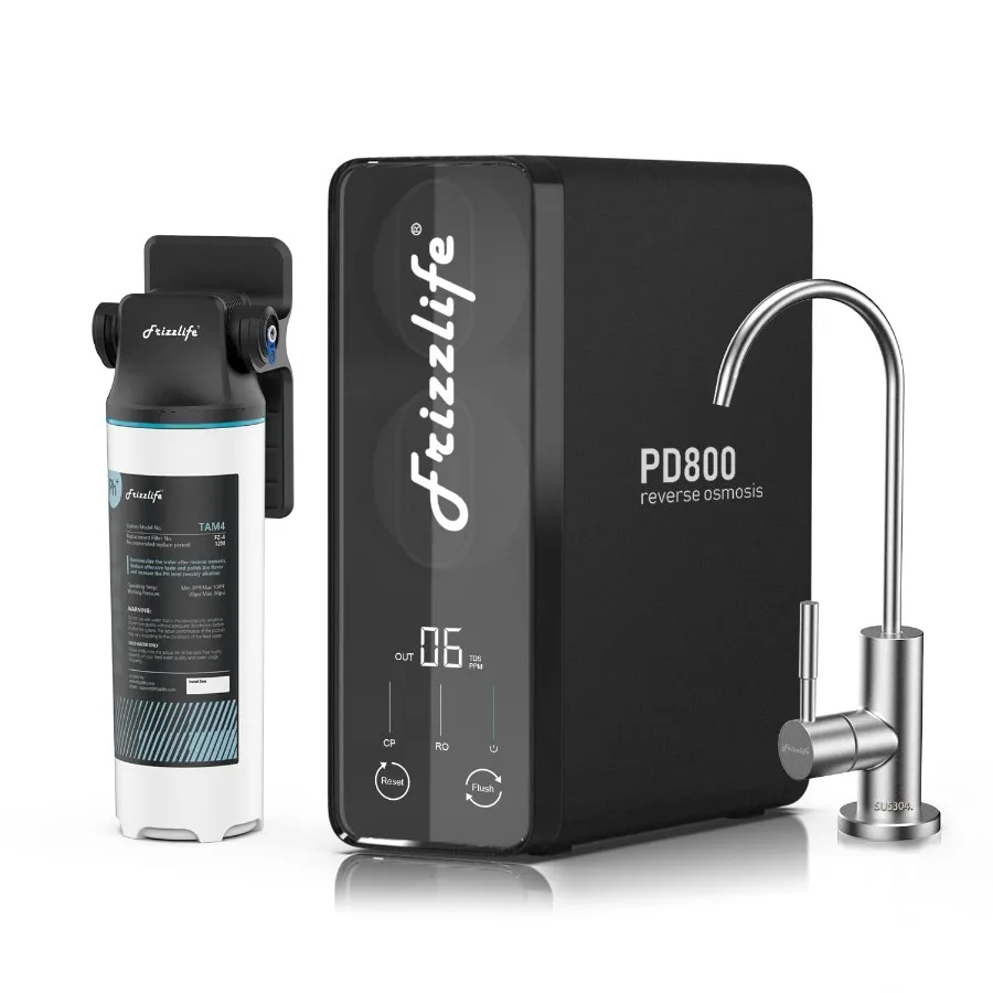 

800GPD Reverse Osmosis Water Filter NSF/ASNI 585342372 Standard Alkaline Mineral pH+ Tankless Under Sink 9-Stage Filtration Sys