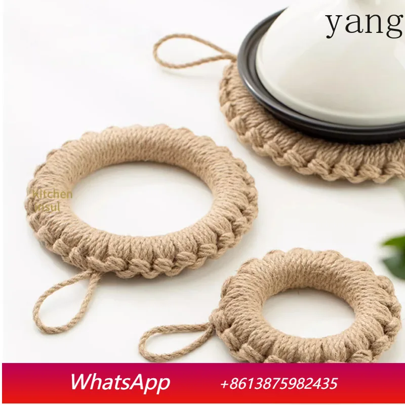 

LMM woven placemat home dining room hand woven cotton thread round pot