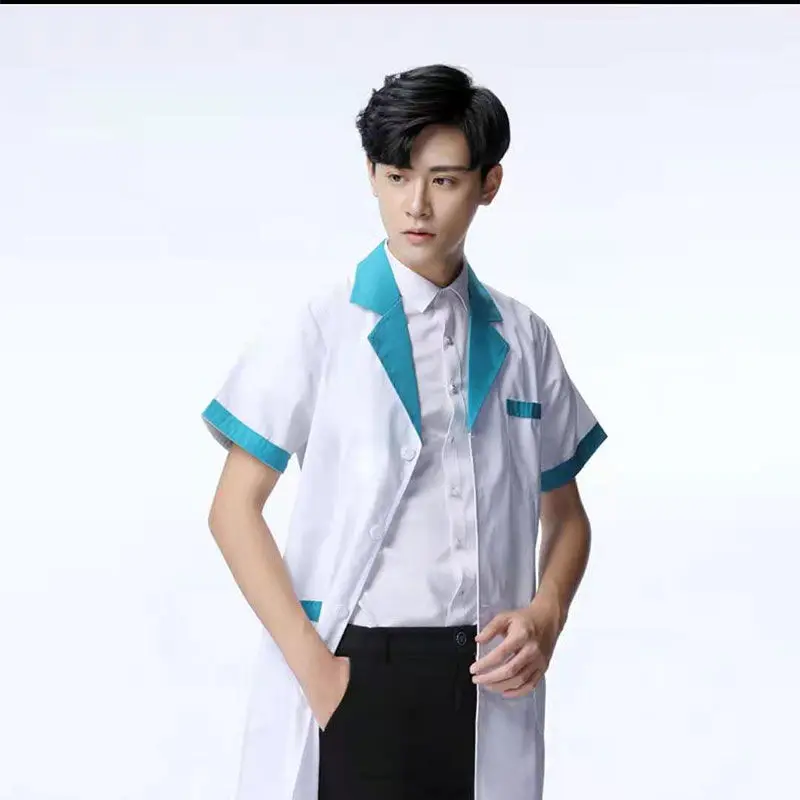 สีฟ้าแขนยาว Scrubs Top เครื่องแบบพยาบาล Lab Coat Doctor ชุดสำหรับผู้หญิงผู้ชาย Outwear เสื้อผ้าทางการแพทย์ร้านเสริมสวย Workwear