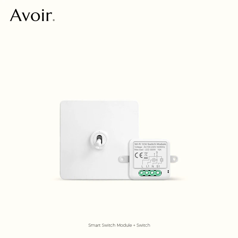 

Avoir Rocker Toggle Switch Slim Frame Tuya Smart Home Wifi Module White Stainless Steel Mini Smart Switch Wifi Home Accessories