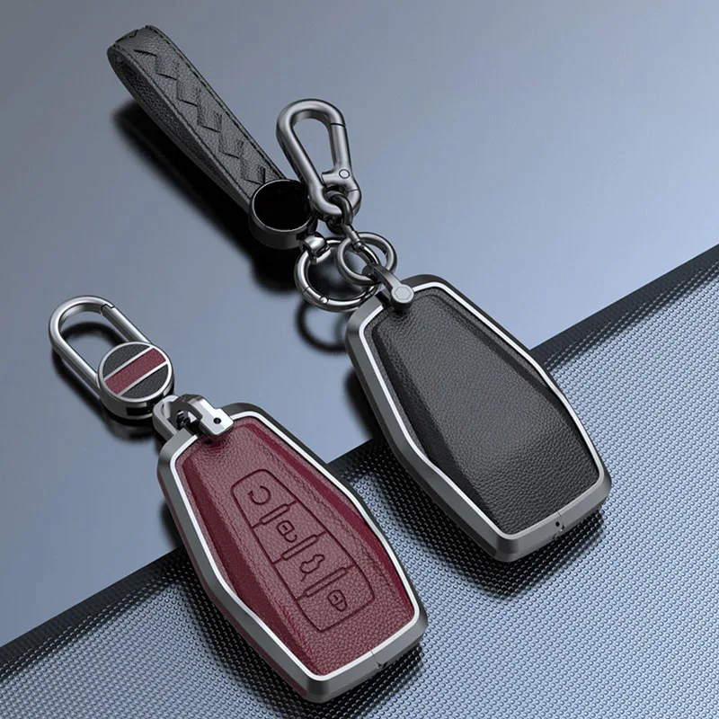 Zinc Alloy Cowhide Car Remote Key Case Fob For Geely Coolray X6 Emgrand Global Hawk GX7 Remote Accessories Car-Styling Keychain