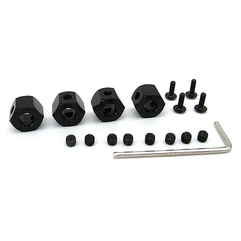 Adaptador sextavado do cubo da roda do combinador de metal de 4 pces 5mm a 12mm para d12 c14 c24 c34 mn d90 d91 mn99s rc peças de atualização do carro,