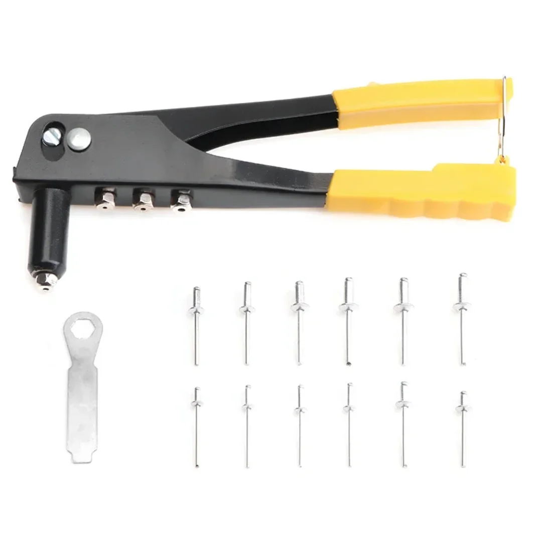 Set Rivettatrice Professionale per Impieghi Gravosi con Pistola Rivettatrice e Kit Assortito di 120 Rivetti Ciechi, Utensili Manuali, Attrezzo per Rivetti a Dado