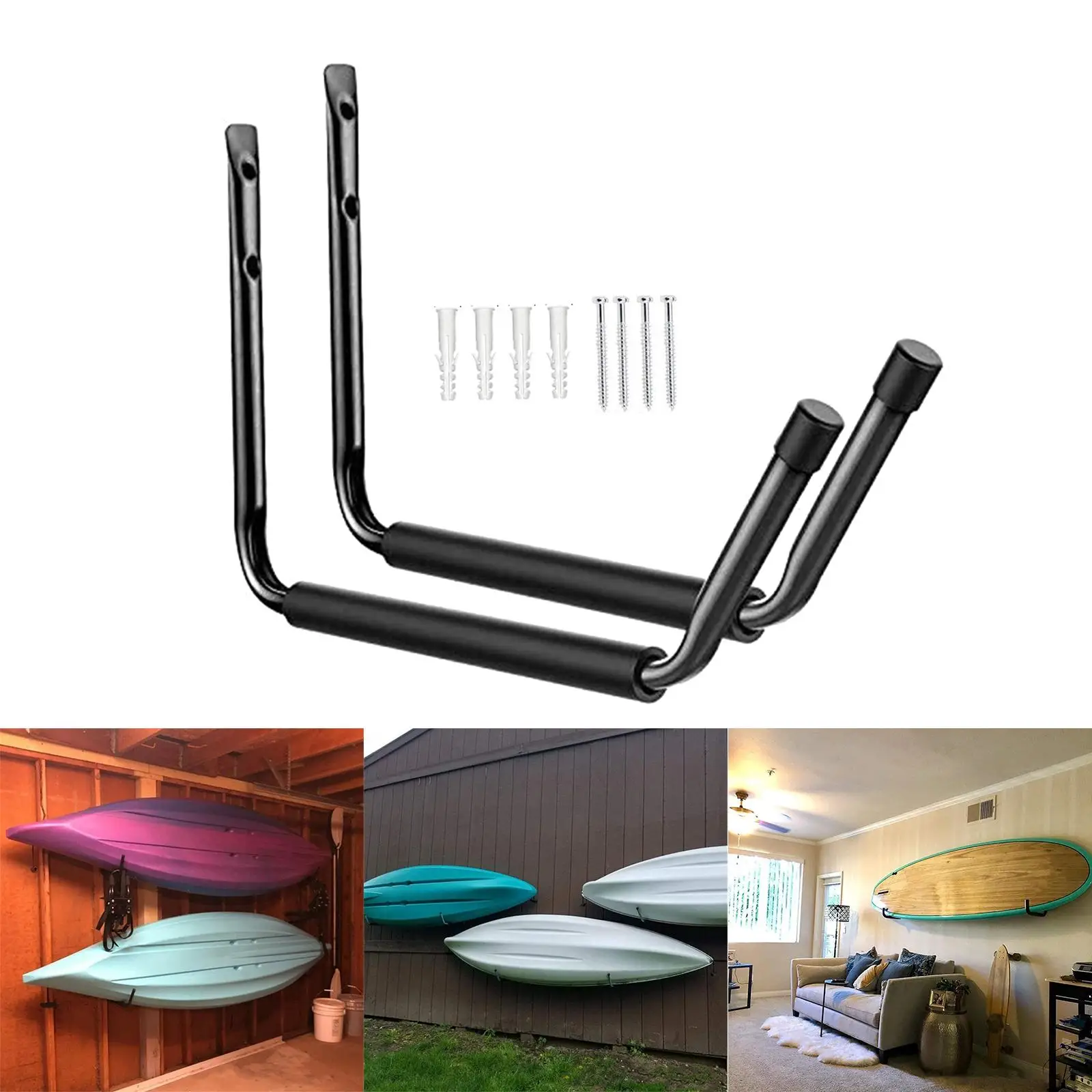 

2 Pack Kayak Storage Rack Garage Hooks Wall Mount Practical Iron Elegant