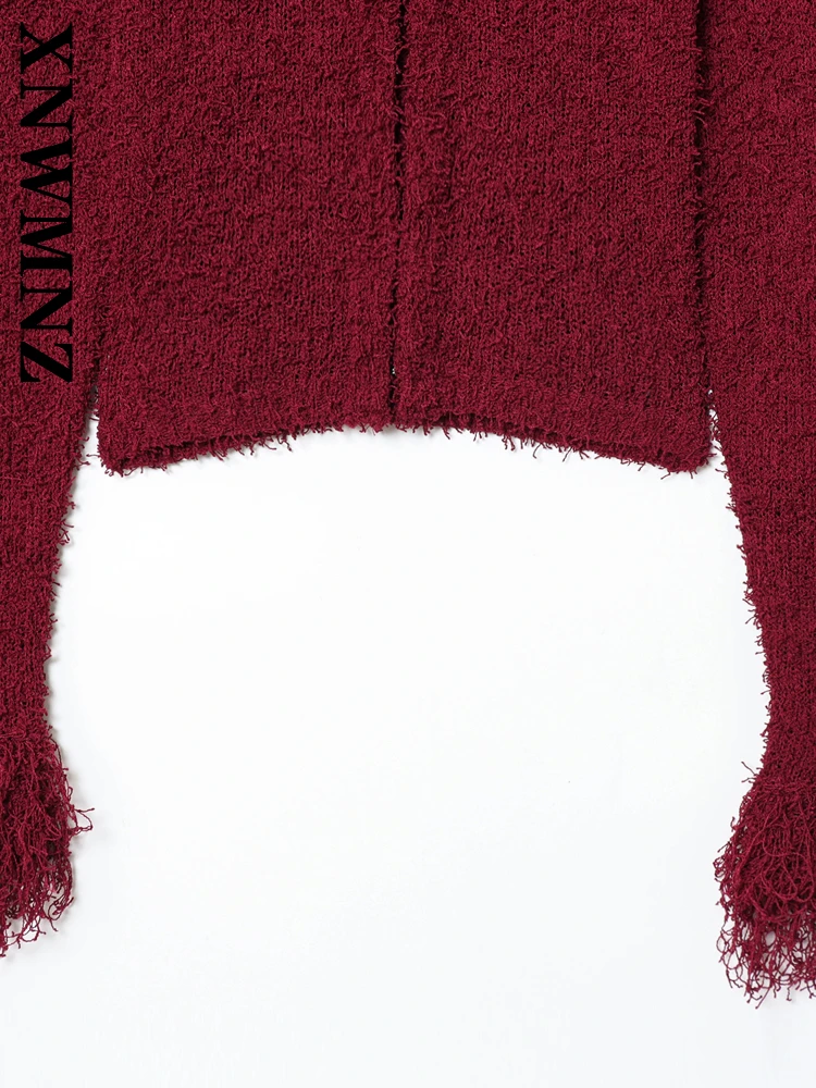 XNWMNZ 2025 Autunno Lady Fashion Pendolarismo Manica lunga Maglia a maniche lunghe Top Chic Casual Abbigliamento donna O-Colletto Semplice Cardigan