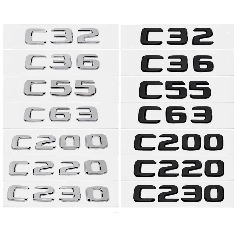 

Car 3D Letters Emblem Rear Tail Badge Stickers Decoration for Mercedes Benz C32 C36 C55 C63 C200 C220 C230 C Class W204 W205