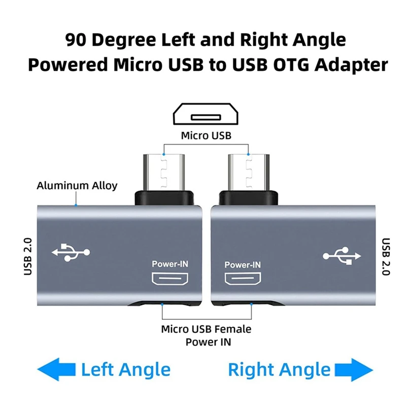 

Best 2Pcs OTG Adapter for Fire TV Stick 90 Degree Left/Right Angle Micro-USB to USB OTG Adapter for Android Phone Tablet