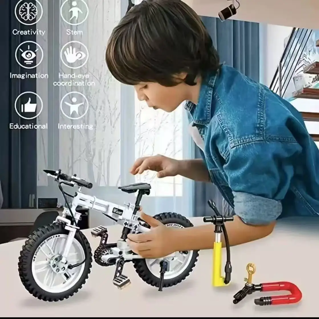YILETKC Technic Conjunto de Construcción de Bicicletas, 242 Piezas de Bicicleta de Bricolaje de Construcción de Ladrillos 1:6 Bicicleta de Montaña Juguetes Modelo Regalos de Vacaciones para Niños