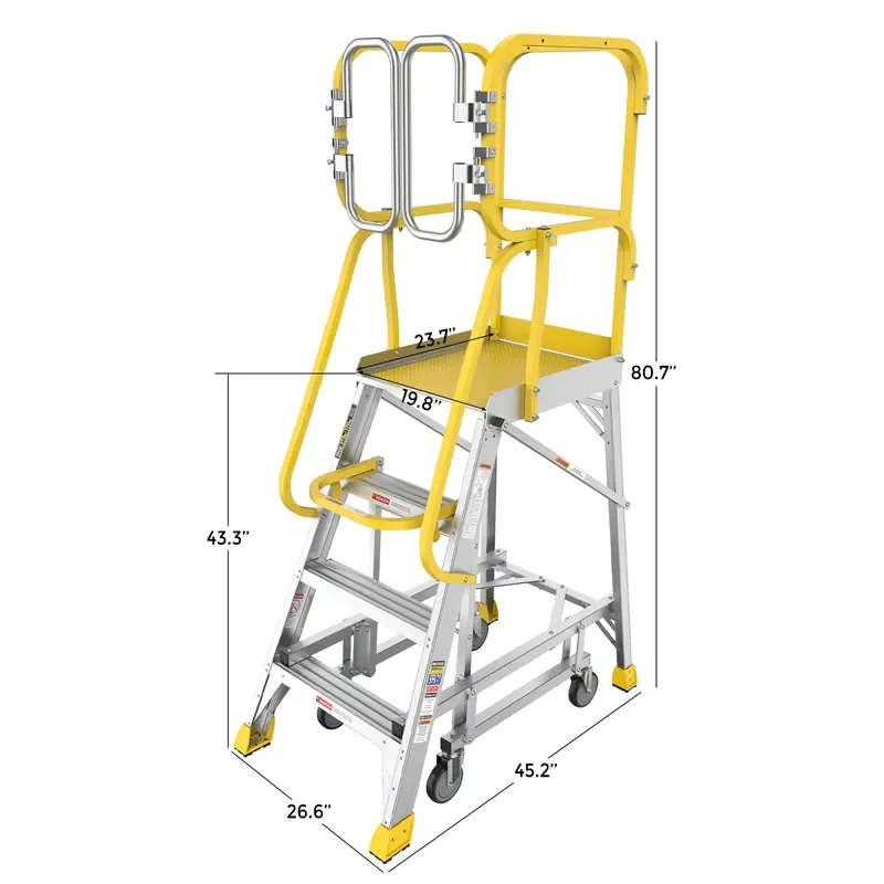 Super Aluminium Step Ladder With Work Platform Non-Slip Adjustable Heavy Ladder Big Capacity Access Ladder