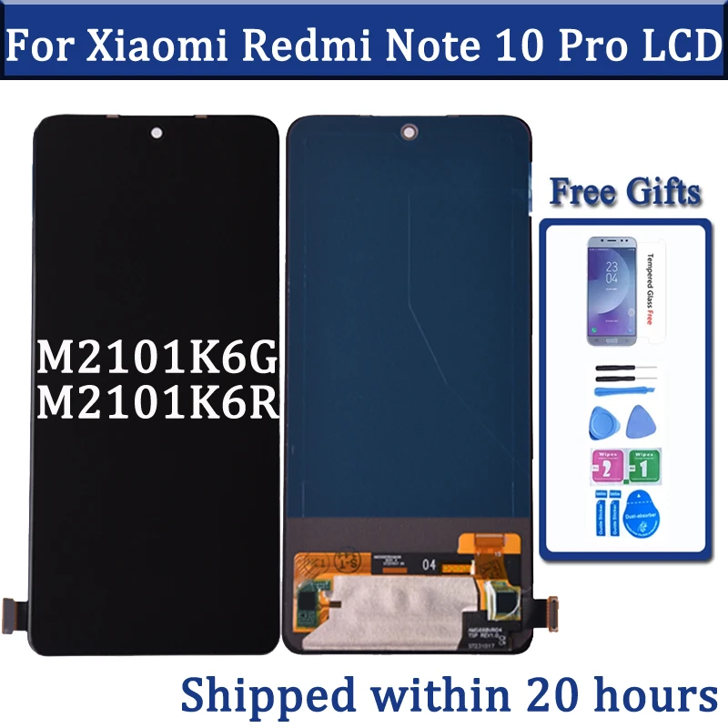 6.67\'\' AMOLED For Xiaomi Redmi Note 10 Pro LCD Display Touch Screen Digitizer Assembly For Redmi Note10 Pro M2101K6G M2101K6R