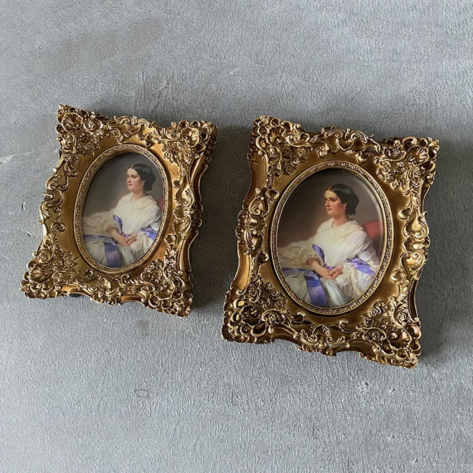 Vintage Resin Ornate Photo Frame Retro Tabletop Picture Holder for Living Room Wall Decor Gift Craft