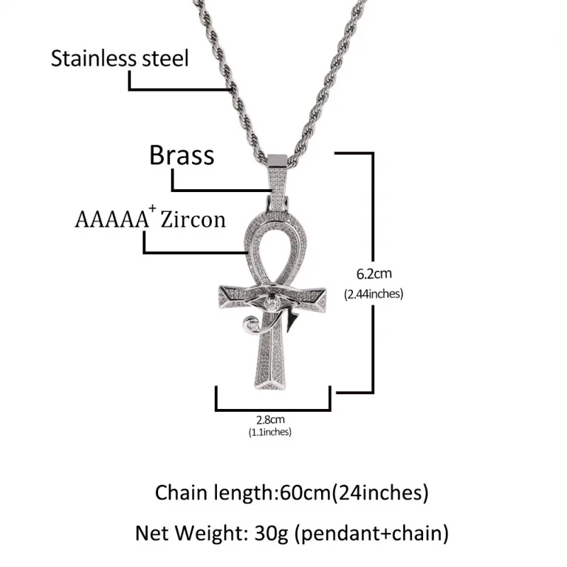 Hip Hop Ancient Cute Spring New Horus Eye Anhe Cross Pendant Retro Easy Matching Ornament Accessories Wholesale