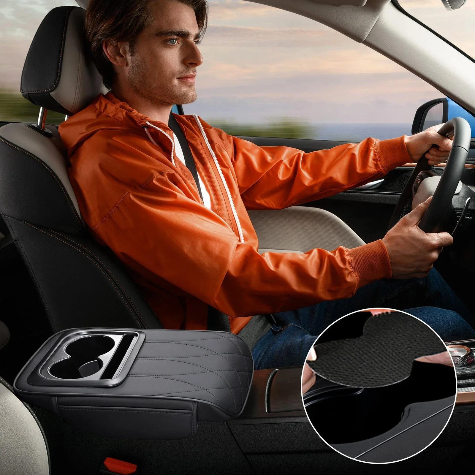 

Подушка на подлокотник центральной консоли автомобиля с 2-мя подстаканниками, подлокотник, удлиняющая подушка, автоподставка, наволочка для сезонов, универсальная