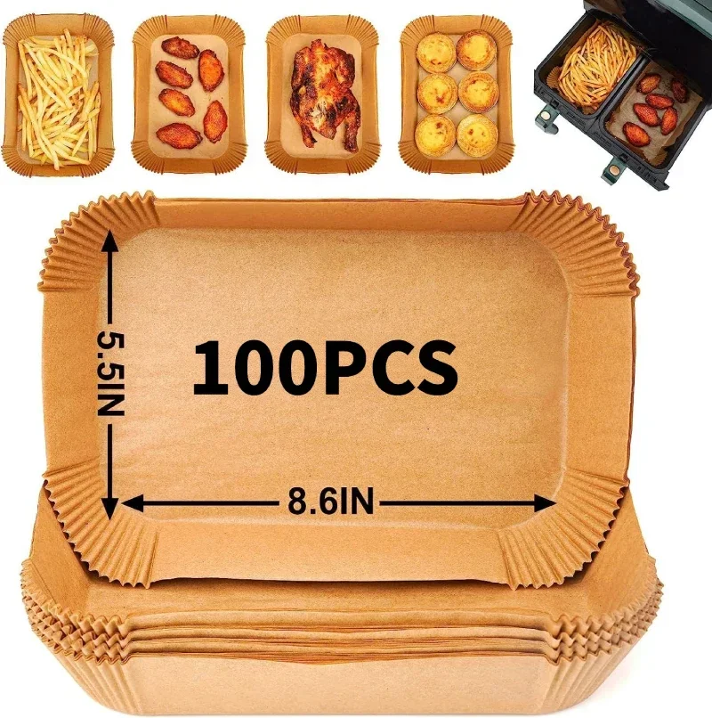 

Large Rectangle Disposable Air Fryer Paper Liner Waterproof Oilproof Non-Stick Baking Mat for Ninja Foodi Air Fryer Accessories