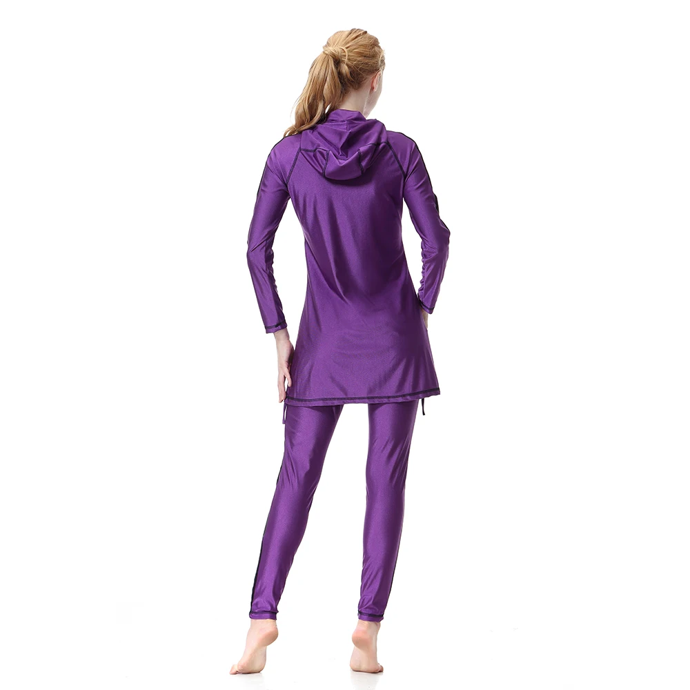 

3Piece Muslim Swimming Suit for Women Full Cover Swimwear Hijab Long Sleeve Tops Pants Cap Set Modest Swimsuit Burkini Beachwear