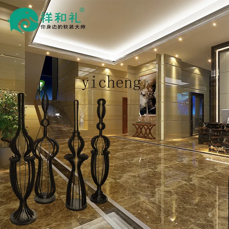 V6  hotel abstract figure soft decoration Chinese large sculpture villa hall floor iron ornament