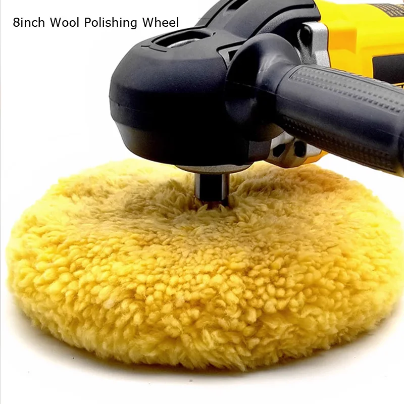 

8-дюймовый двусторонний шерстяной полировальный круг, шерстяной диск для автодетализации автомобиля, стекла, металла, вощение, зеркало, полировка