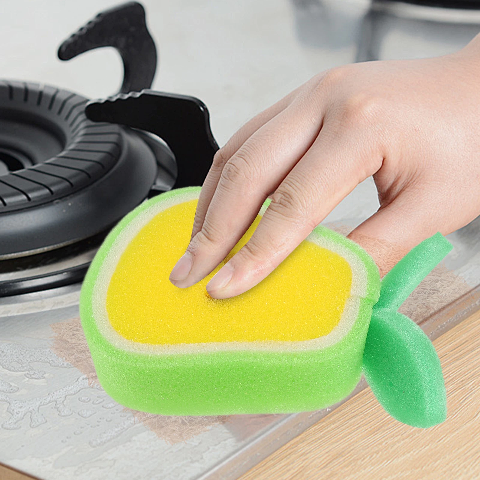

4pcs Fruit Kitchen Cleaning Dish Washing Scrubber Durable Non Scratch Household Scrubbing for Pots Walls Tables Reusable