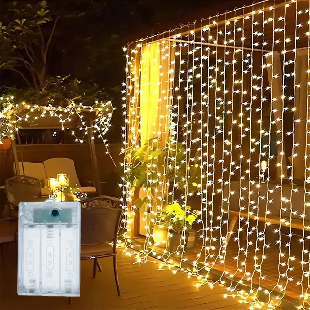 Battery Operated Christmas Home Decoration 2026 Curtain LED String Lights Fairy Lights Bedroom Wedding Valentine's Day Decor