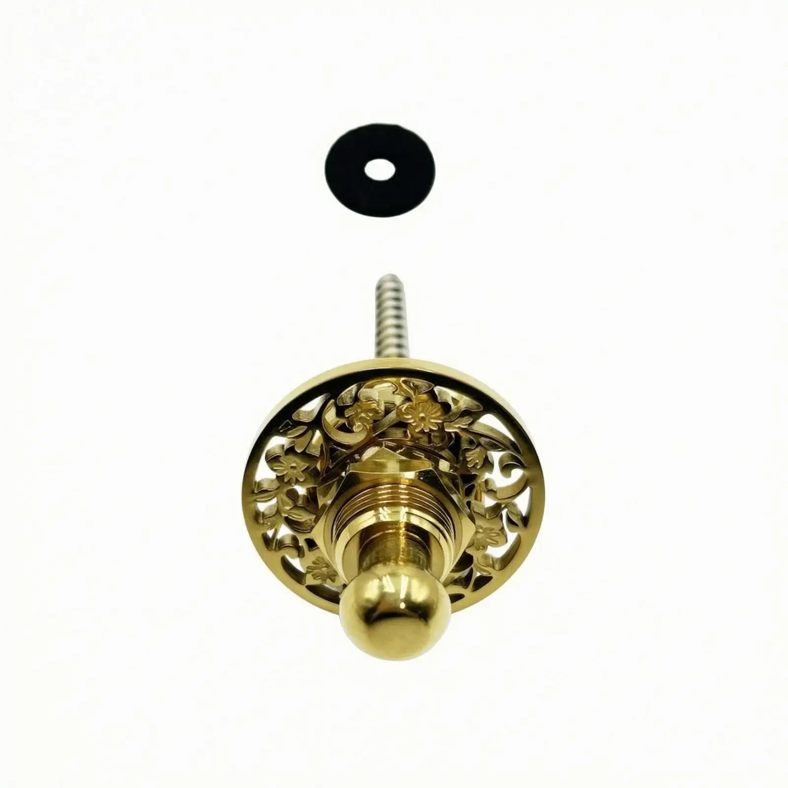 Anti Drop Guitar Strap Lock with Round Floral Carved Ring and Screw Base for Electric Acoustic Instruments