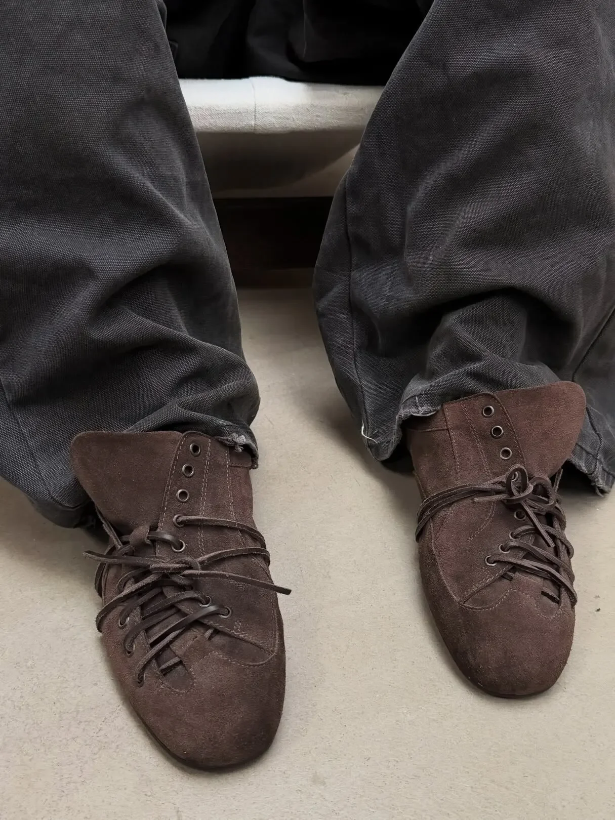 No Faith studios profiled deconstruction suede football training top layer cowhide retro sneakers