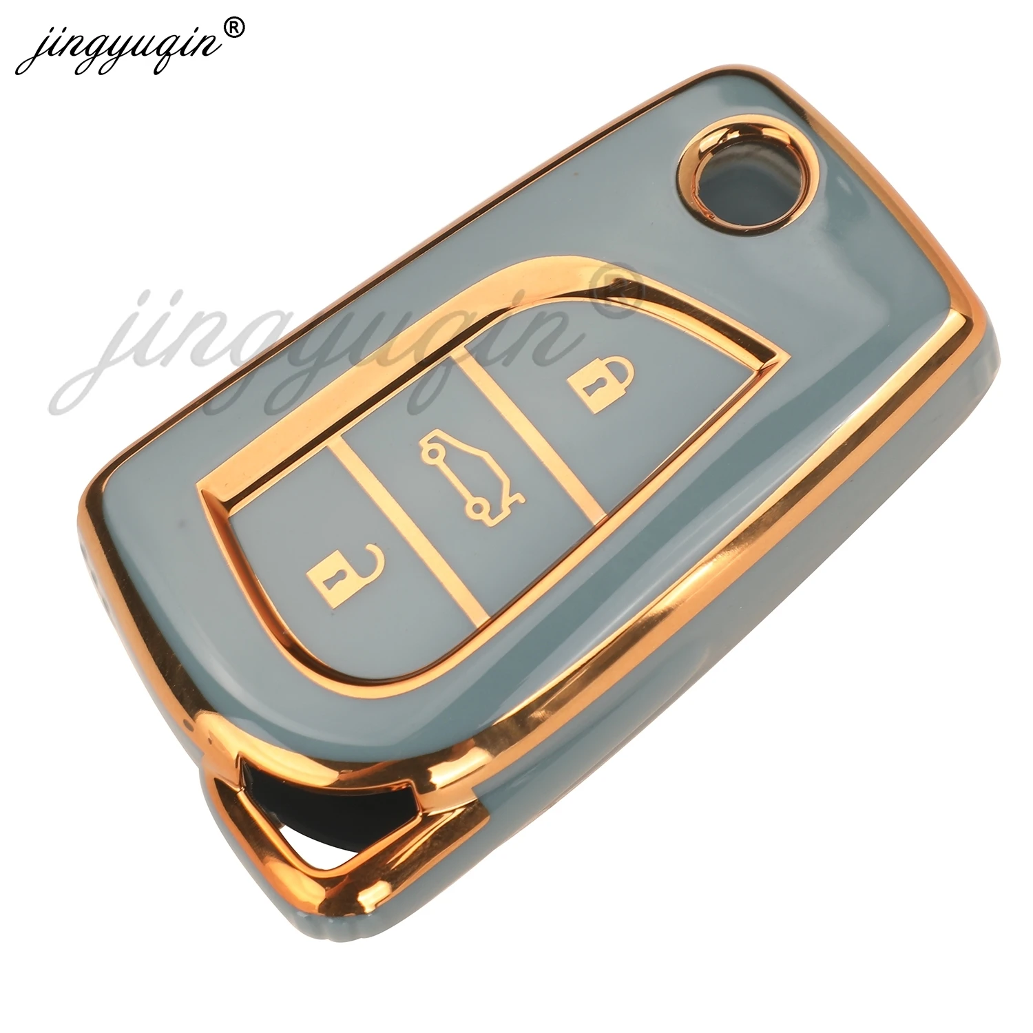 Jingyuqin-TPU علبة مفاتيح السيارة ، غطاء كامل فوب لتويوتا كورولا ألتيس أوريس ايغو ياريس كامري RAV4 فيرسو TC ، ملحقات قذيفة ، 3BTN