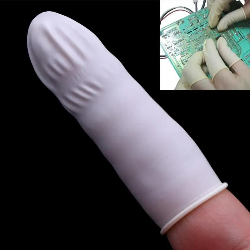 100 pezzi Copertura dito in lattice monouso guanti gomma naturale antistatici guanti protettori dito n2ud