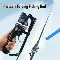 Mini caña de pescar plegable portátil, postes telescópicos de resina epoxi con línea de carrete, cañas de viaje para peces, 1,3 M, 1 Juego