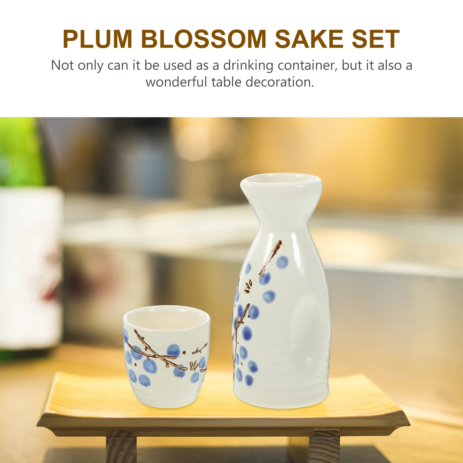 Juego de servicio de sake de cerámica esmaltada, caja fuerte de estilo japonés con flor de ciruelo para el hogar, Bar, restaurante, juego de bolos de flor de ciruelo, 1 Juego