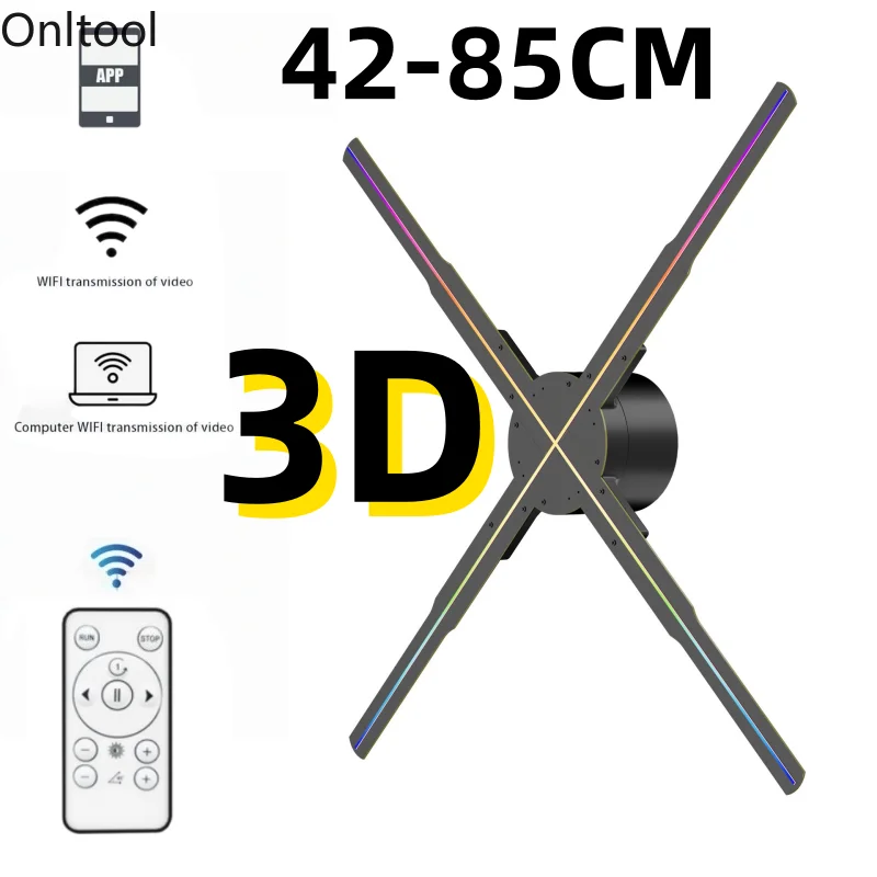 42-85cm 3D Hologram Fan Projector HD LED Holographic Player Advertising Display Machine WiFi APP Remote Control for Shopping