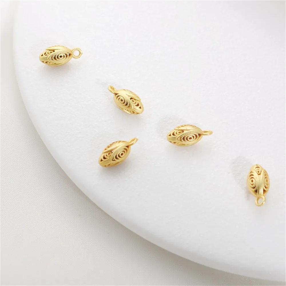 

1pcs 18k Gold Color Matte Gold Hollow Flower Bract Pendant 5*12mm Antique Gold Bracelet Pendant Diy Jewelry Charm Accessories