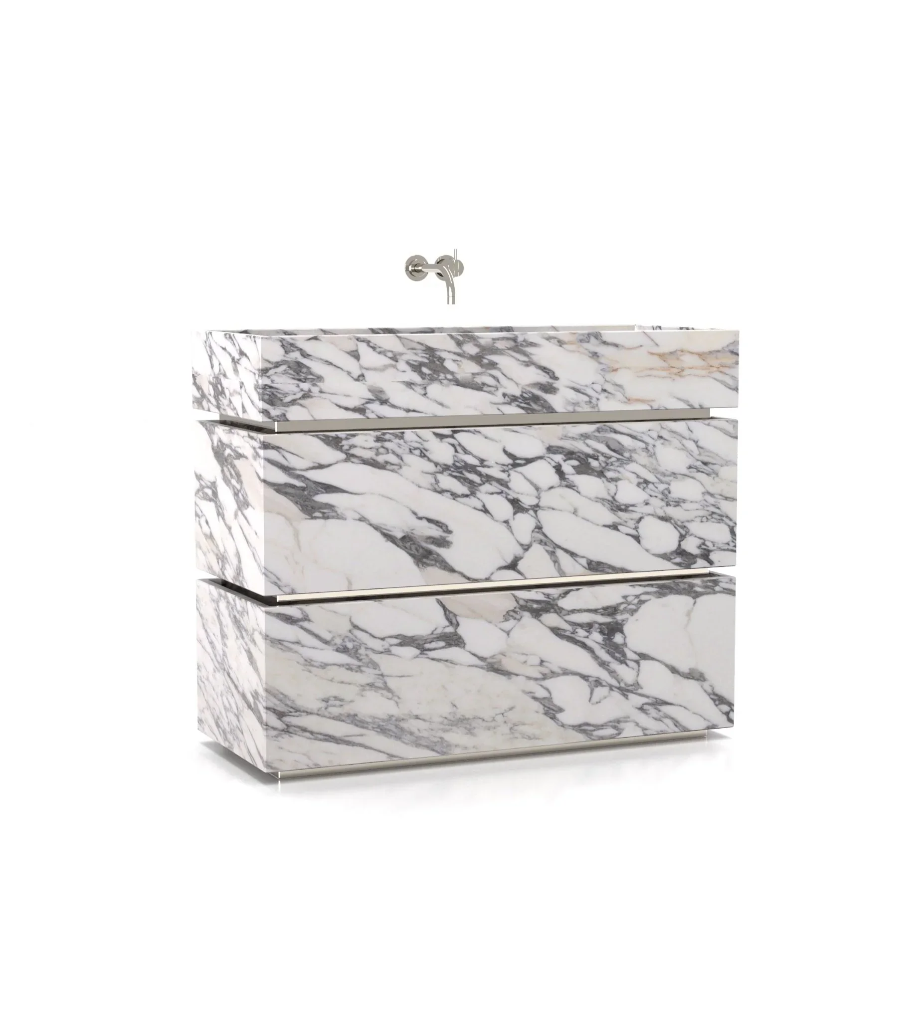 Luxury Modern Calacatta Viola Marble Wash Basin Sink Natural Stone Bathroom Vanity Two Cabinets Drawers for Apartment Hotel
