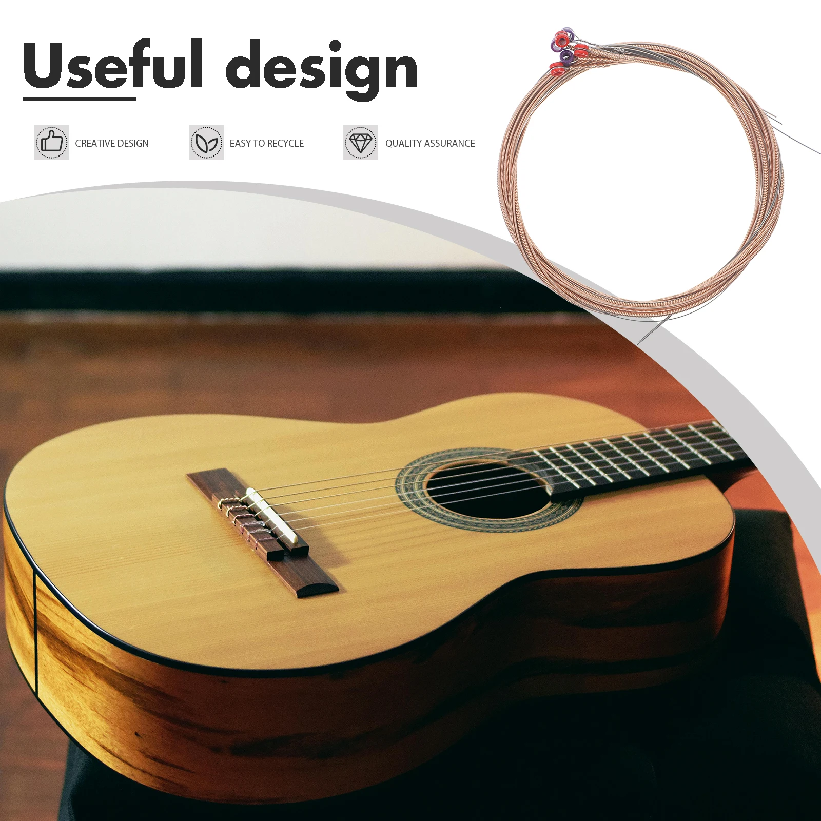 

6 Pcs Guitar String Set Acoustic Folk Strings Phosphor Bronze Wound Durable Replacement Metallic Sound Fit Guitarist Supplies