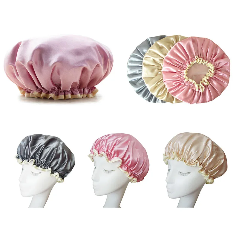 Waterproof Bath Hat Bathroom Shower Hair Cover Women Supplies Shower Cap Adult Shower Bath Bathing Caps Bathroom Accessories